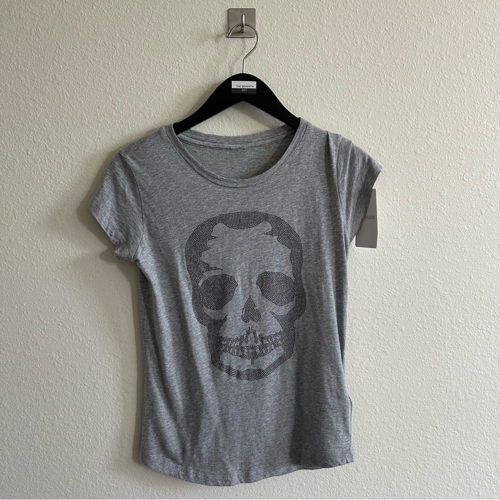 Zadig & Voltaire Gray Skull Graphic Tee